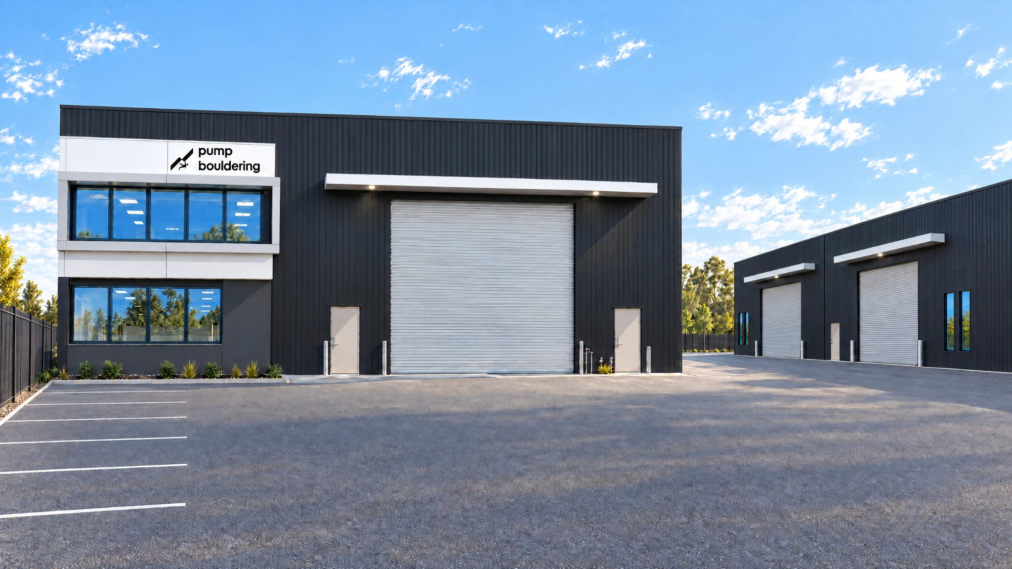 Street frontage of the Pump Bouldering unit at Gregory Hills